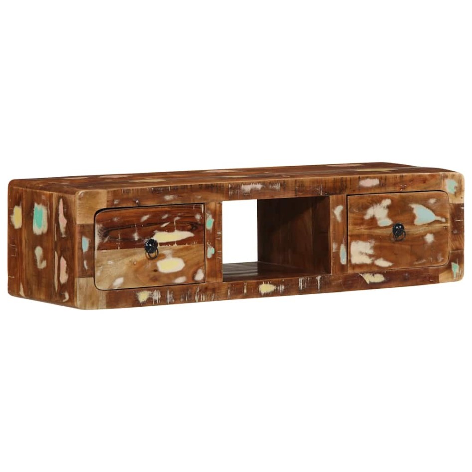 Mueble de TV de pared madera maciza reciclada 100x32x25