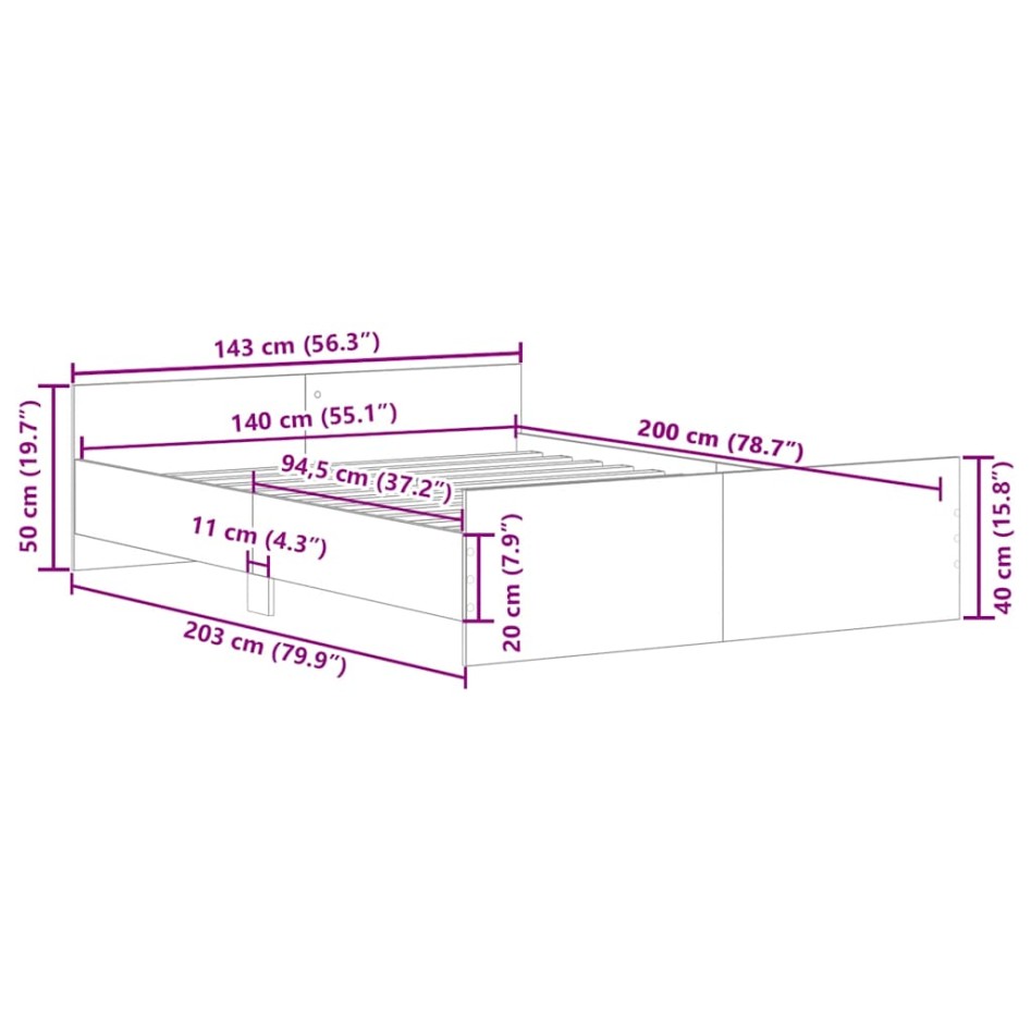 Estructura de cama sin colchón madera de ingeniería