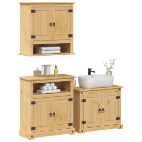 Juego de muebles de baño Corona 3 pzas madera maciza