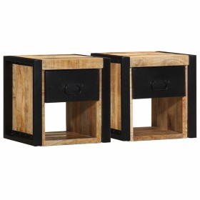 Mesitas de noche 2 uds 40x35x40 cm madera maciza rugosa