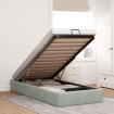 Estructura de cama otomana sin colchón terciopelo gris claro