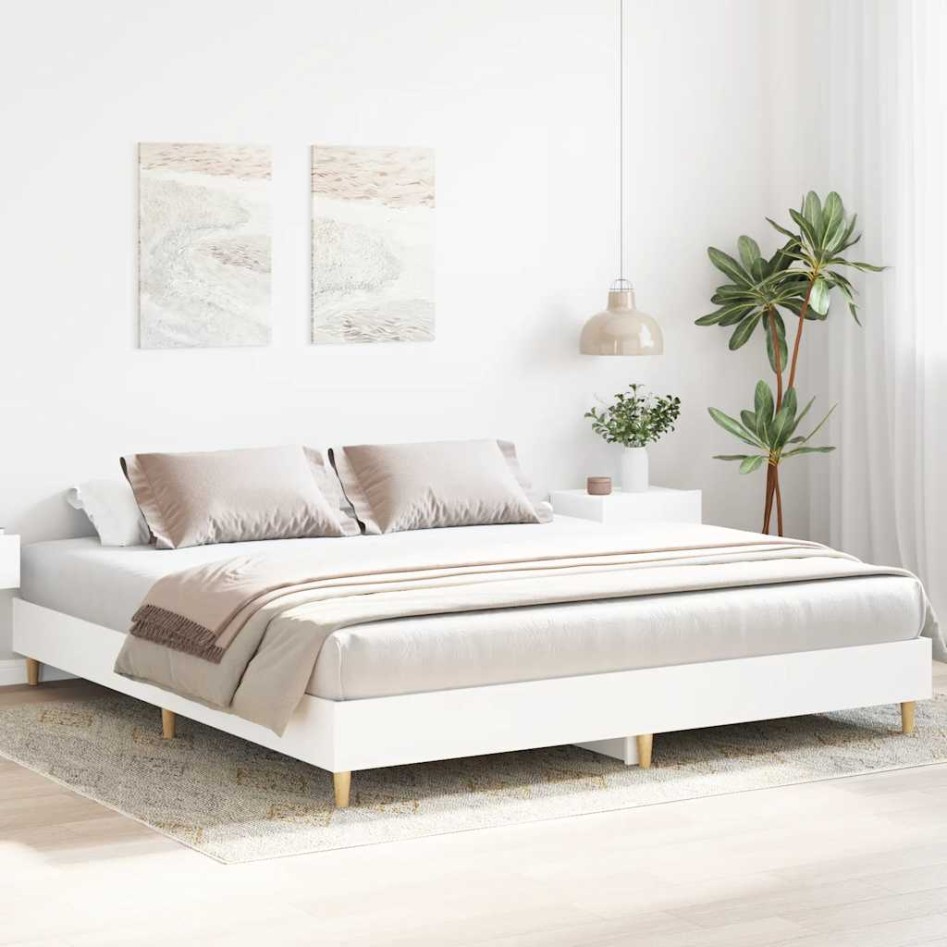 Cama sin colchón blanca 180x200 cm madera de