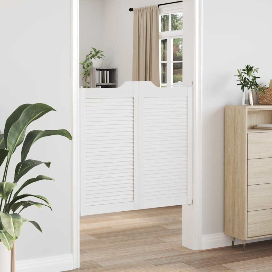 Puertas batientes diseño de lamas 1 par blanco 100x100