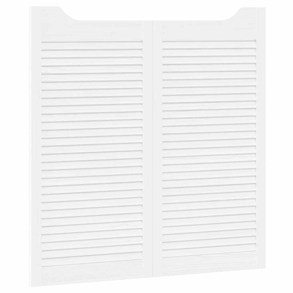 Puertas batientes diseño de lamas 1 par blanco 100x100