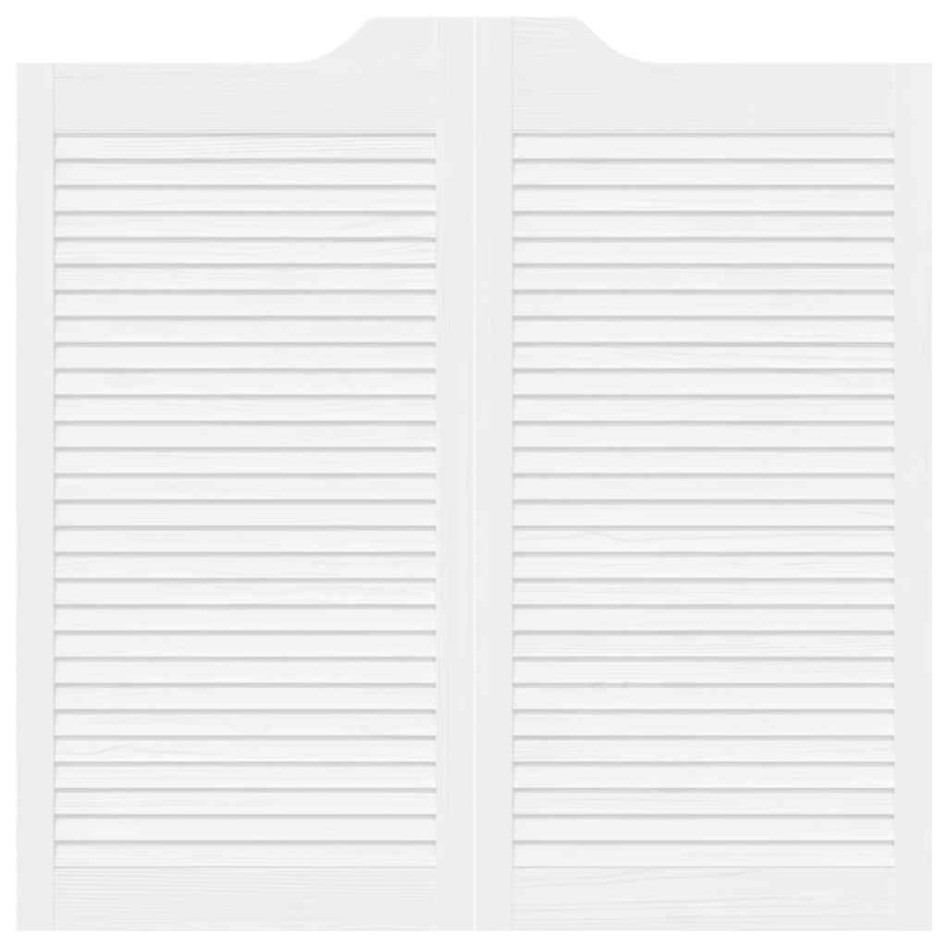 Puertas batientes diseño de lamas 1 par blanco 100x100