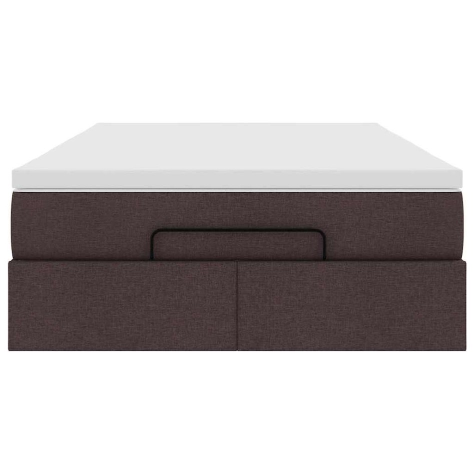 Estructura cama otomana colchón tela marrón oscuro