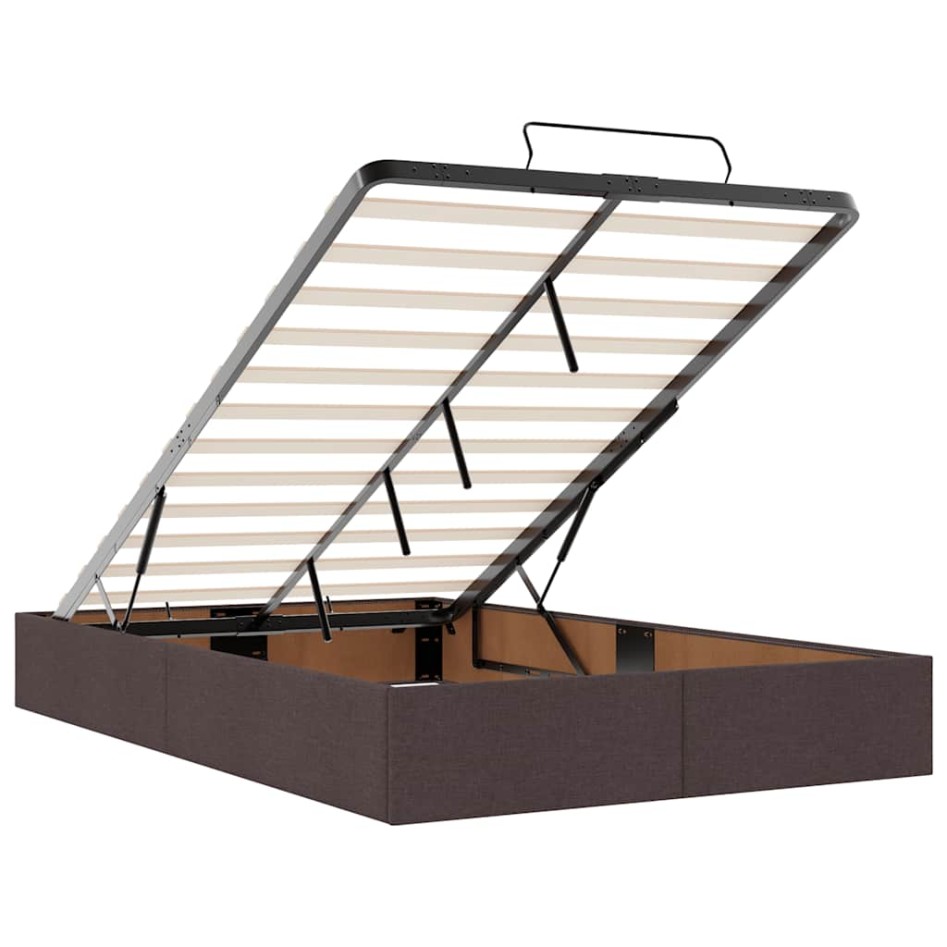 Estructura cama otomana colchón tela marrón oscuro