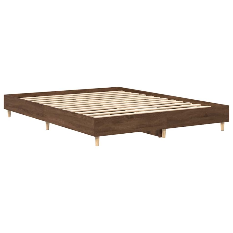 Estructura de cama sin colchón madera marrón roble 150x200
