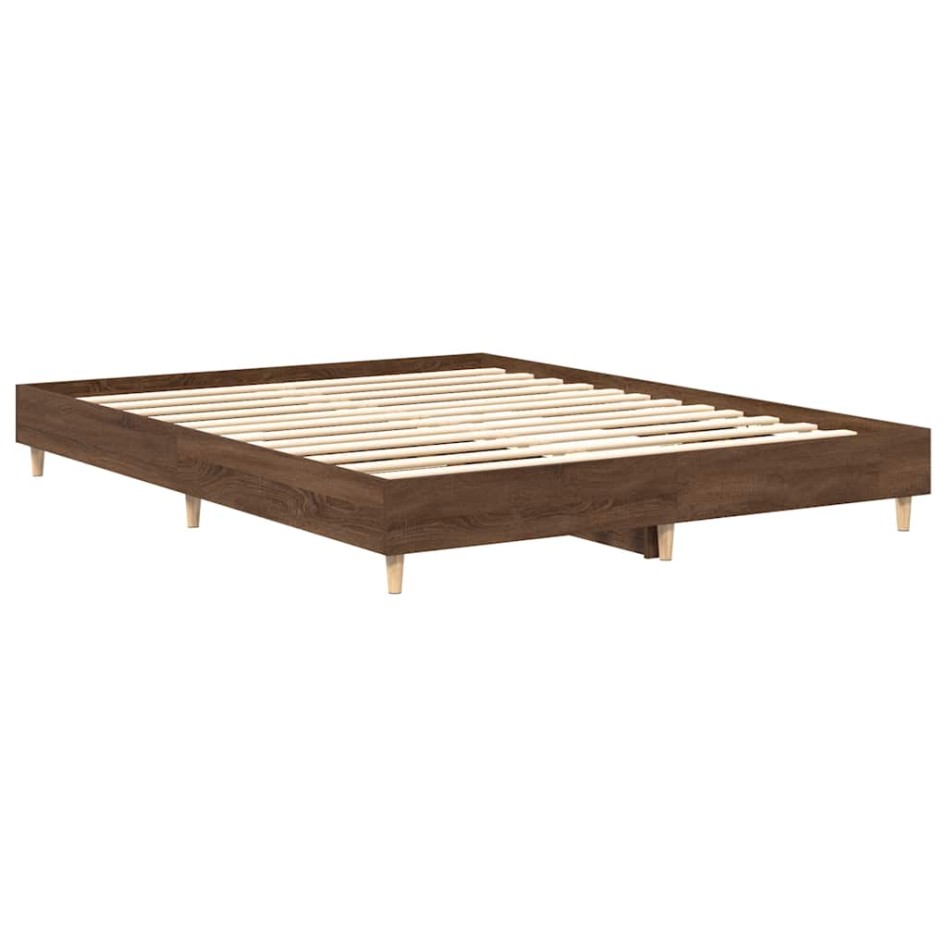 Estructura de cama sin colchón madera marrón roble 150x200