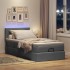 Cama otomana con colchón y LED tela gris oscuro 90x200
