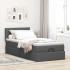 Cama otomana con colchón y LED tela gris oscuro 90x200