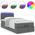 Cama otomana con colchón y LED tela gris oscuro 90x200