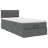 Cama otomana con colchón y LED tela gris oscuro 90x200