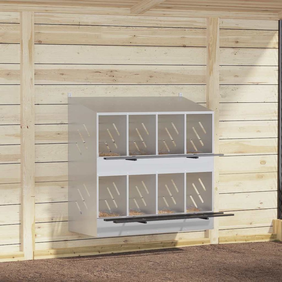 Nido para gallinas con 8 compartimentos plateado