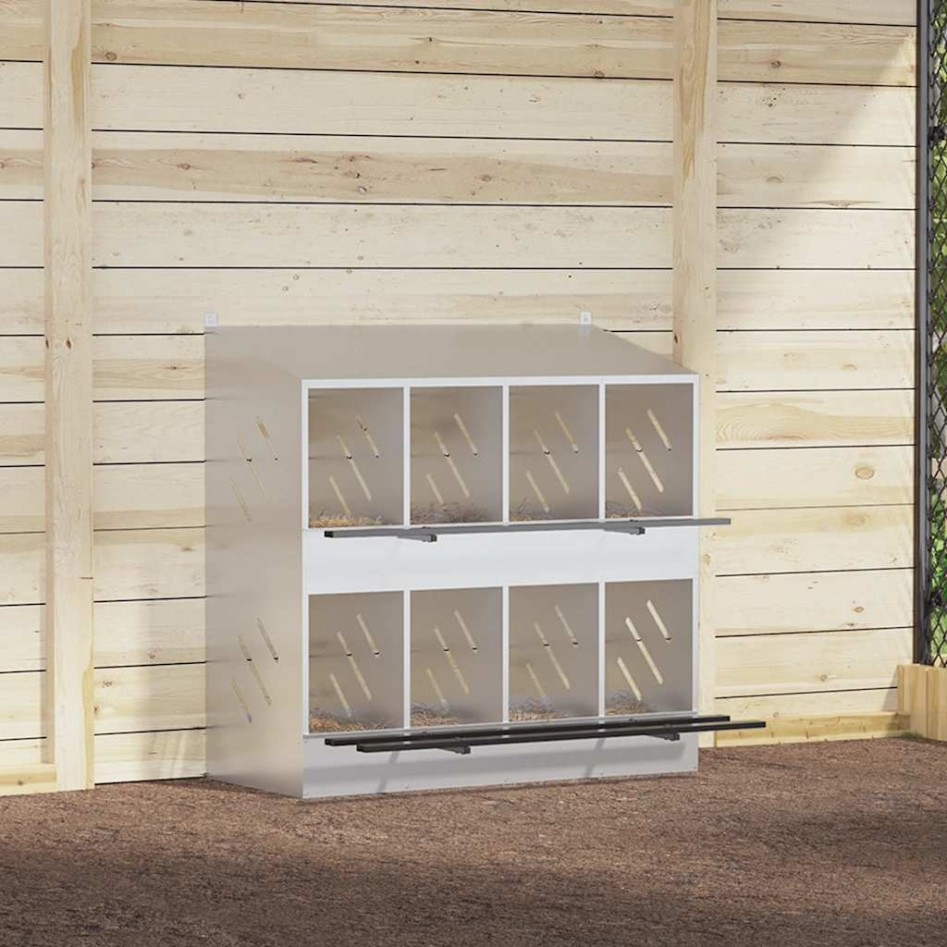 Nido para gallinas con 8 compartimentos plateado