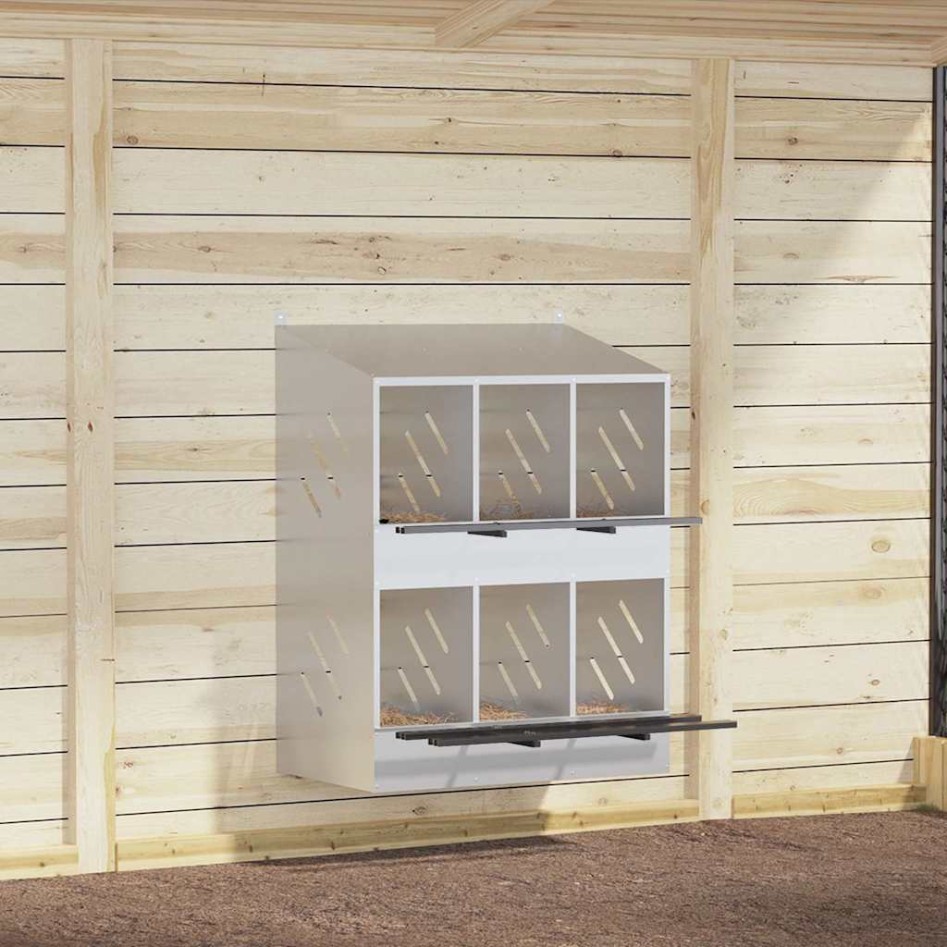 Nido para gallinas con 6 compartimentos plateado