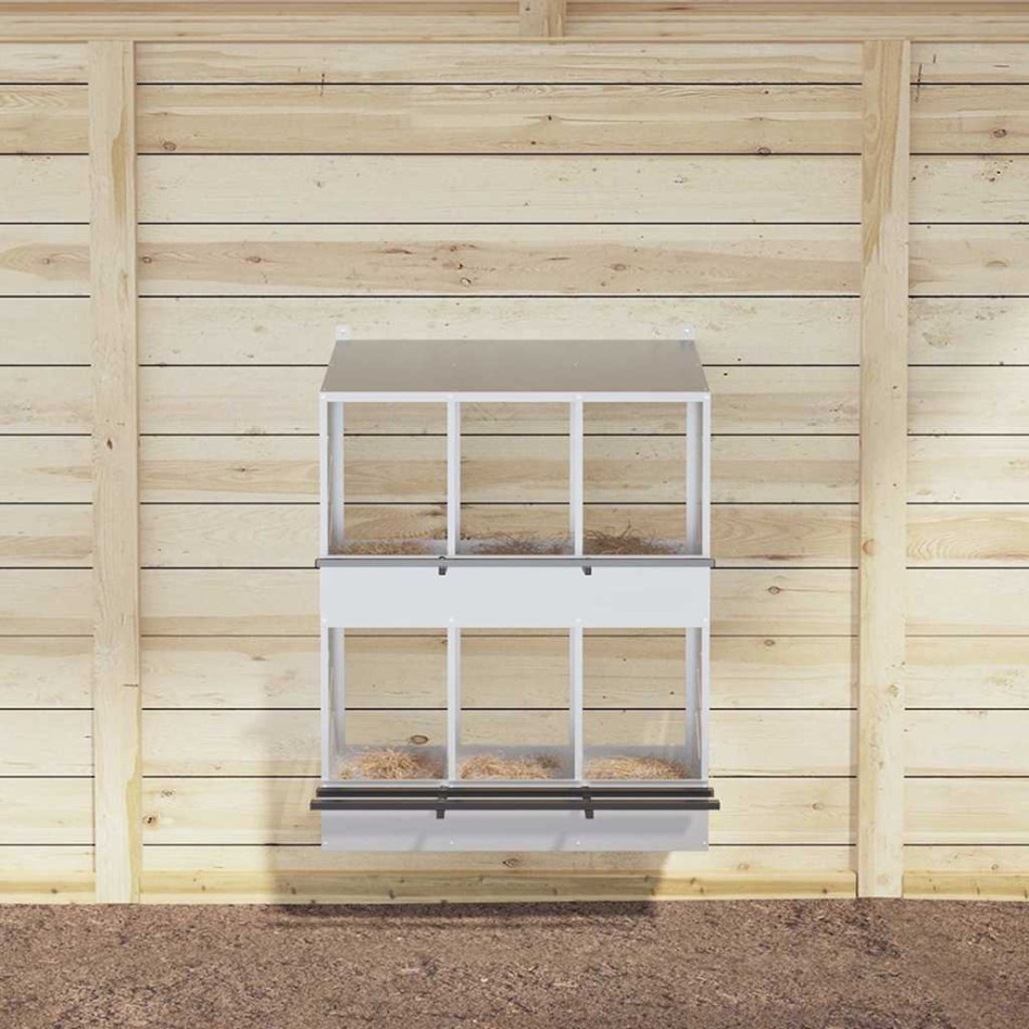 Nido para gallinas con 6 compartimentos plateado