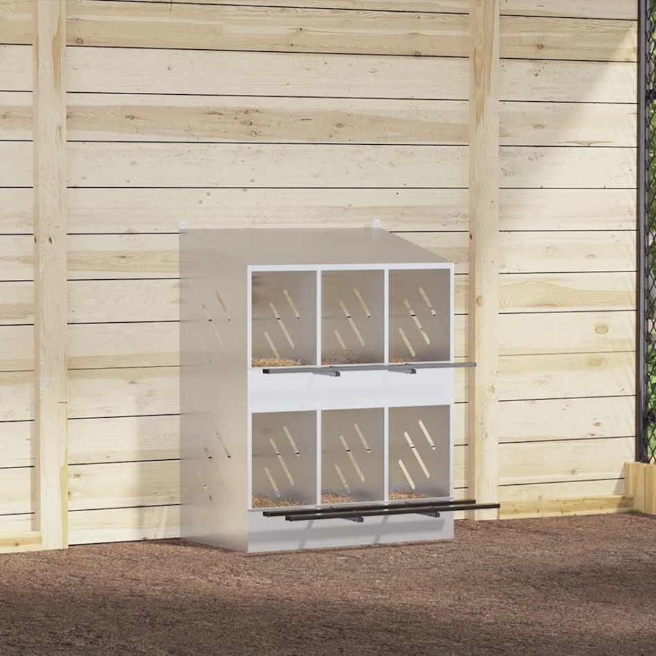 Nido para gallinas con 6 compartimentos plateado