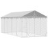 Perrera exterior con techo acero galvanizado plata 3x7,5x2,5