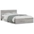 Estructura de cama cabecero y luces LED gris Sonoma 140x200