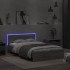 Estructura de cama cabecero y luces LED gris Sonoma 140x200