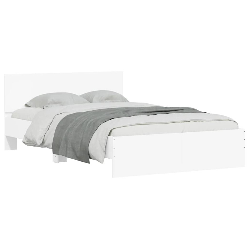 Estructura de cama con cabecero y luces LED blanco 140x190
