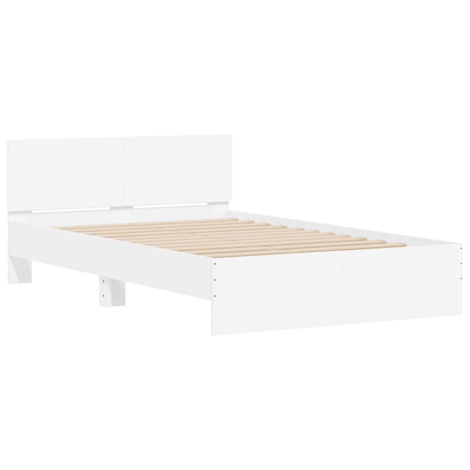 Estructura de cama con cabecero y luces LED blanco 140x190