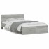 Estructura de cama cabecero y luces LED gris Sonoma 135x190