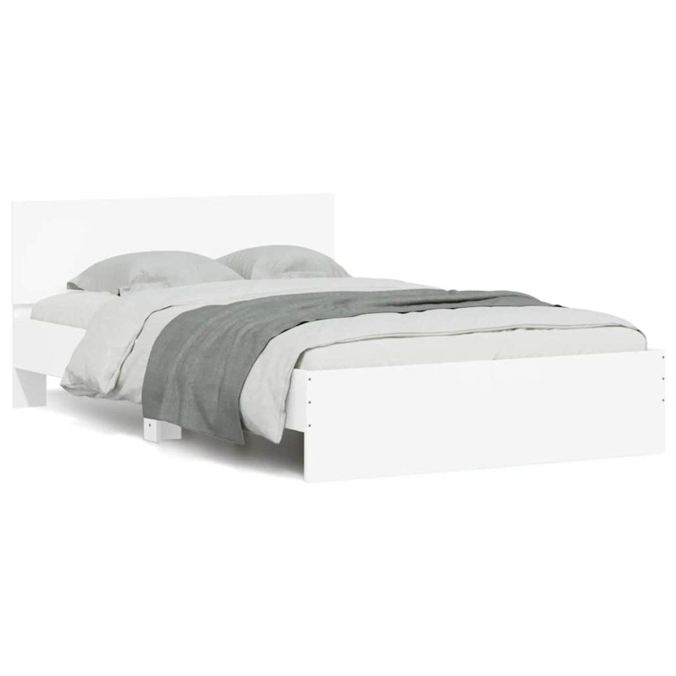Estructura de cama con cabecero y luces LED blanco 120x190
