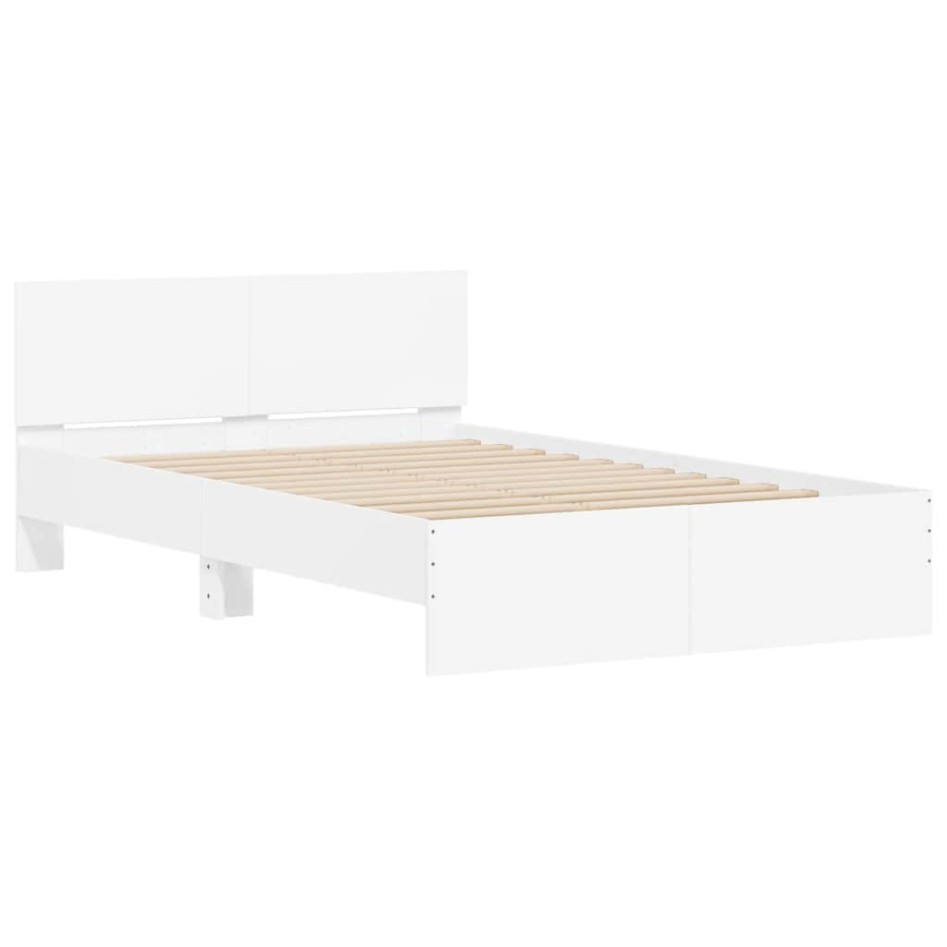 Estructura de cama con cabecero y luces LED blanco 120x190