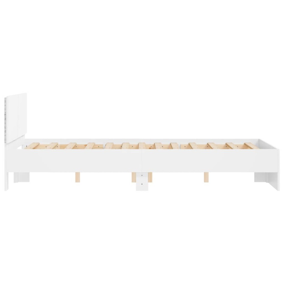 Estructura de cama con cabecero y luces LED blanco 120x190