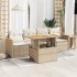 Set sofás jardín y cojines 5 pzas ratán sintético acacia