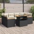 Set sofás jardín y cojines 6 pzas ratán sintético acacia