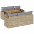 Set sofás jardín y cojines 7 pzas ratán sintético acacia
