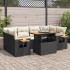 Set sofás jardín y cojines 7 pzas ratán sintético acacia