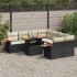 Set sofás jardín y cojines 9 pzas ratán sintético acacia