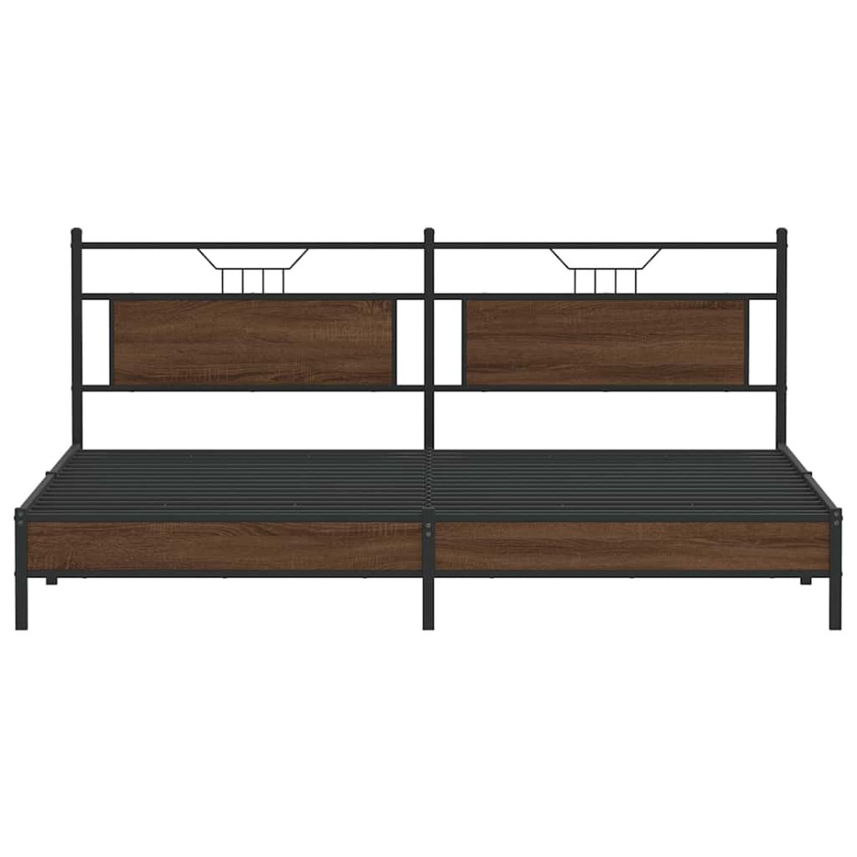 Estructura de cama sin colchón metal roble marrón 200x200