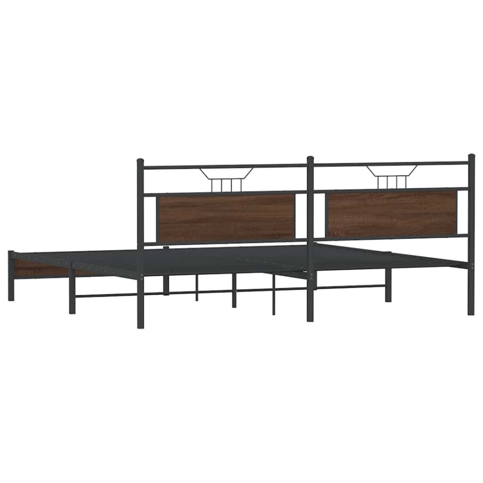 Estructura de cama sin colchón metal roble marrón 200x200