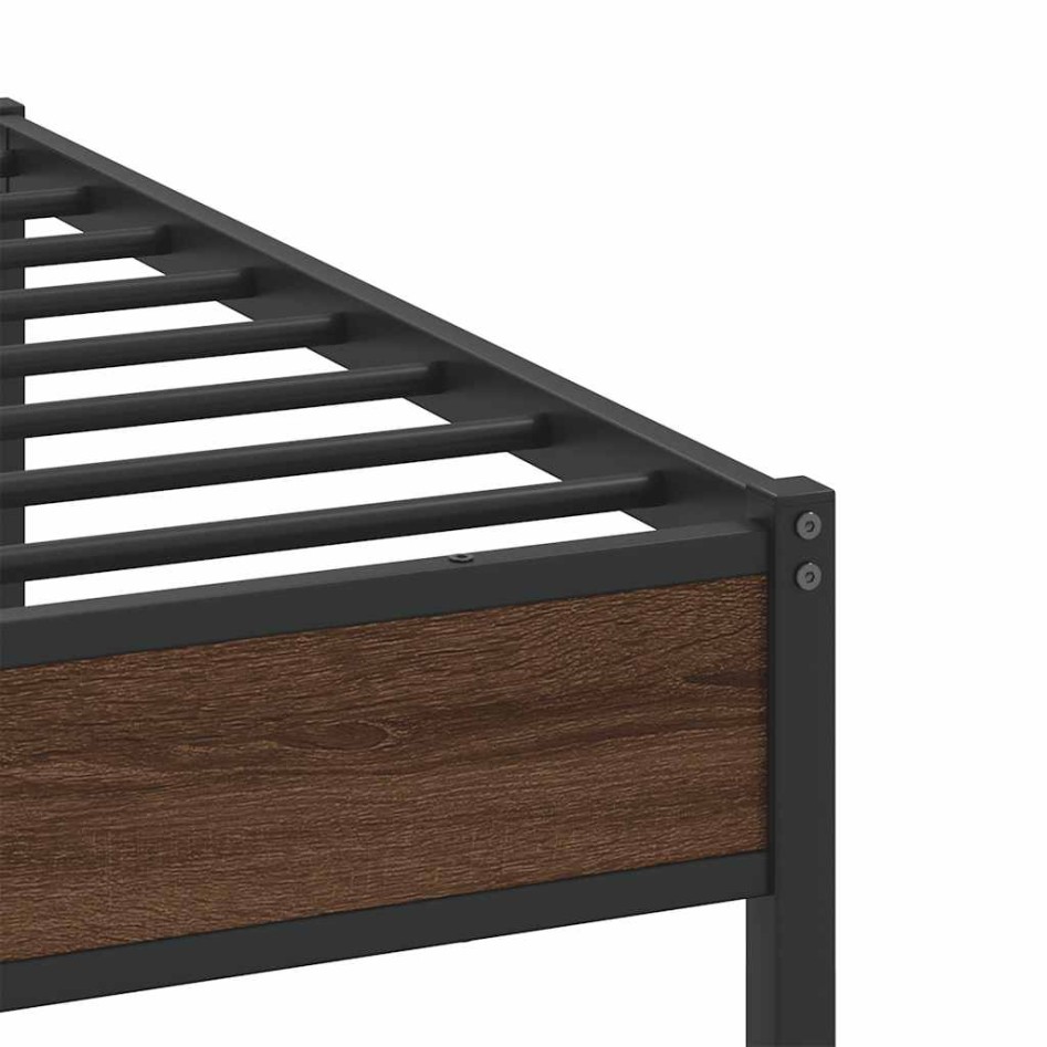 Estructura de cama sin colchón metal roble marrón 200x200