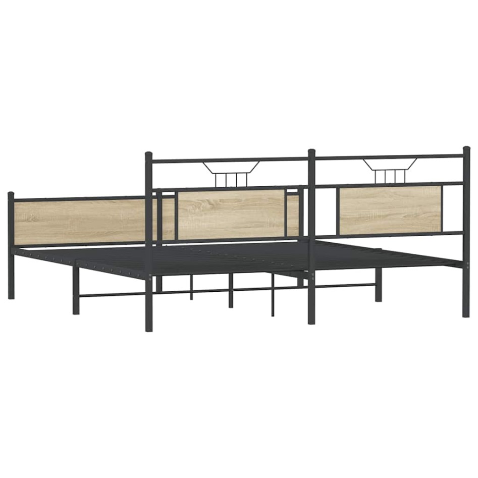 Estructura de cama sin colchón metal roble Sonoma 160x200