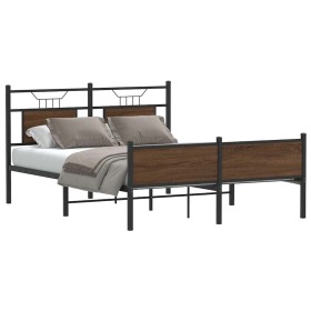 Estructura de cama sin colchón madera marrón roble 140x190