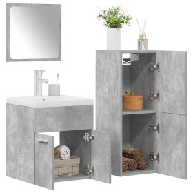 Juego muebles de baño 4 pzas madera contrachapada gris