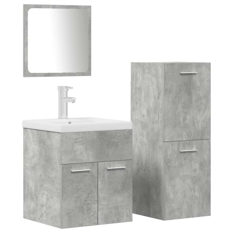 Juego muebles de baño 4 pzas madera contrachapada gris