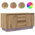 Mueble de TV con luces LED roble artesanal 100x41x50