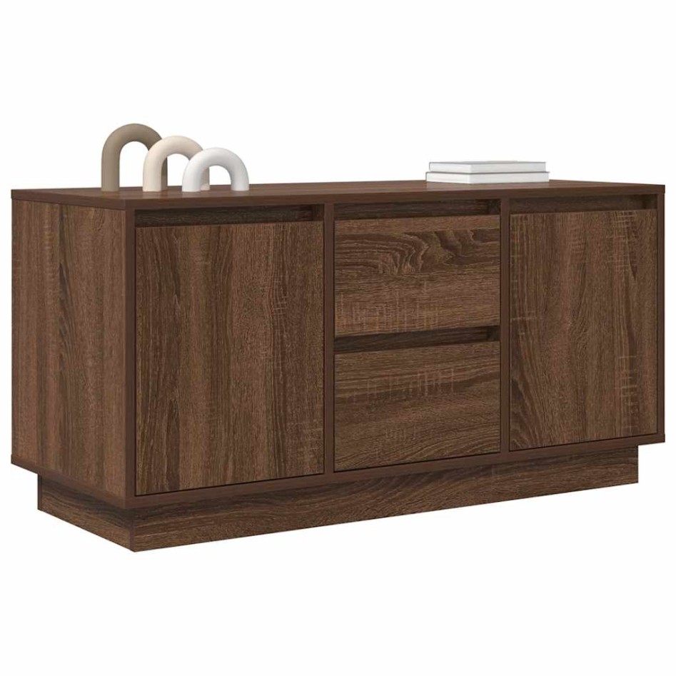 Mueble de TV con luces LED roble marrón 100x41x50