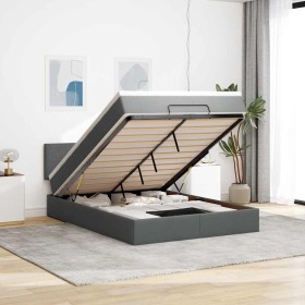 Cama otomana con colchón LED gris oscuro 140x200 cm