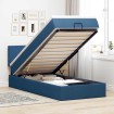 Cama otomana con colchón y luces LED azul 100x200 cm Tela