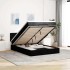 Cama otomana con colchón LED negra 140x190 cm