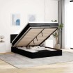 Cama otomana con colchón LED negra 140x190 cm tela