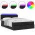 Cama otomana con colchón y luces LED Tela negra 140x200